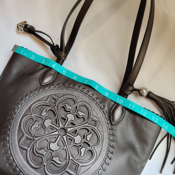 Brighton Leather Gabriella Medallion Tote Bag Retired Design Rare Pewter - Picture 4 of 10